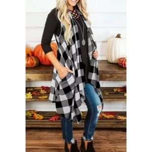 🖤Buffalo Plaid Asymmetric Sleeveless Cardigan